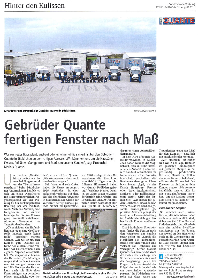 Gebrüder Quante Südkirchen - Presse